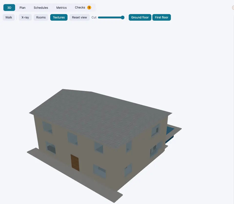 A two-storey villa model in the OmniAI viewer